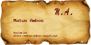 Matus Ambos névjegykártya
